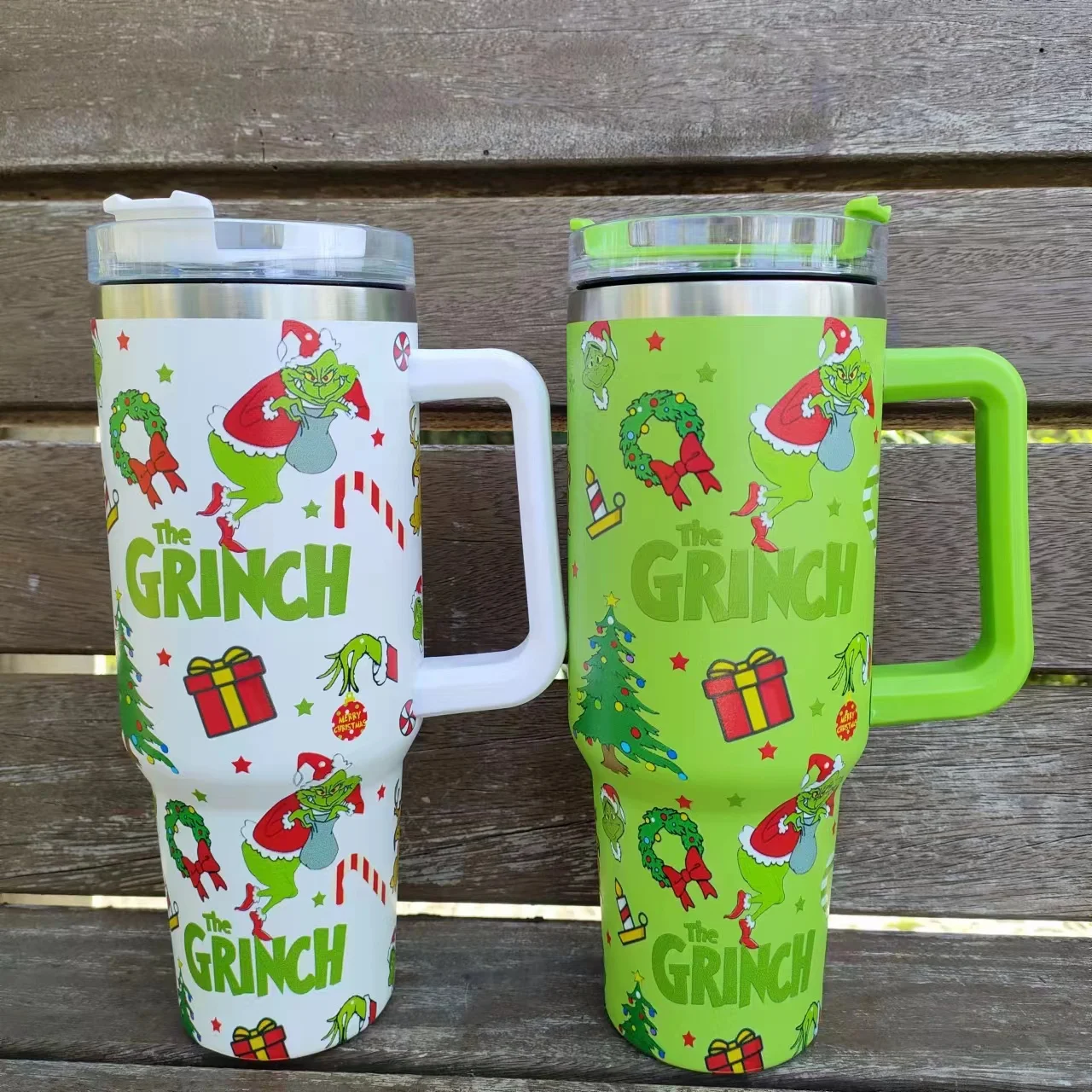 The High Quality Grinch Stainless Steel Tumbler 40 Oz Green Grinch ...