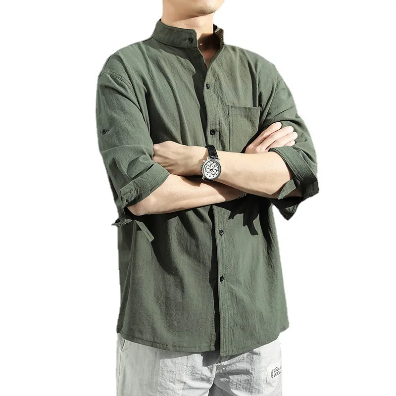 Mens Linen Button Summer Long Sleeve Button Down Shirts Buy Men