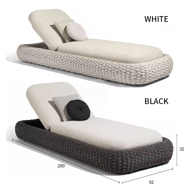Outside Hotel Lounger Aluminum Frame Sunbed Villa Terrace Rattan Outdoor Pool Sun Lounge Garden Lounge Chair Patio Furniture Set
