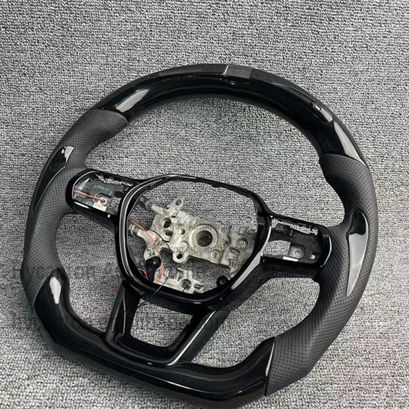 Modified All Black Carbon Fiber LED Perforated Leather Steering Wheel for Honda Civic 11th Gen Car Steering Wheel