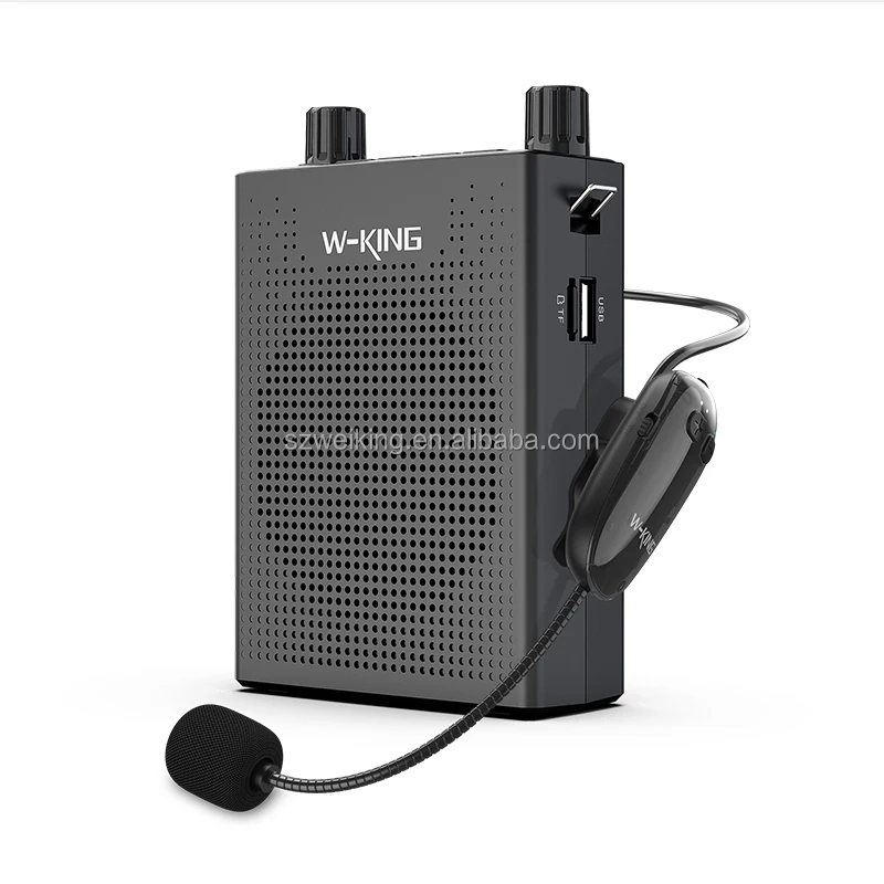 W-KING Portable Rechargeable Personal Voice Amplifier with UHF Wireless  Headset Microphone for Teacher and Tourist Guide