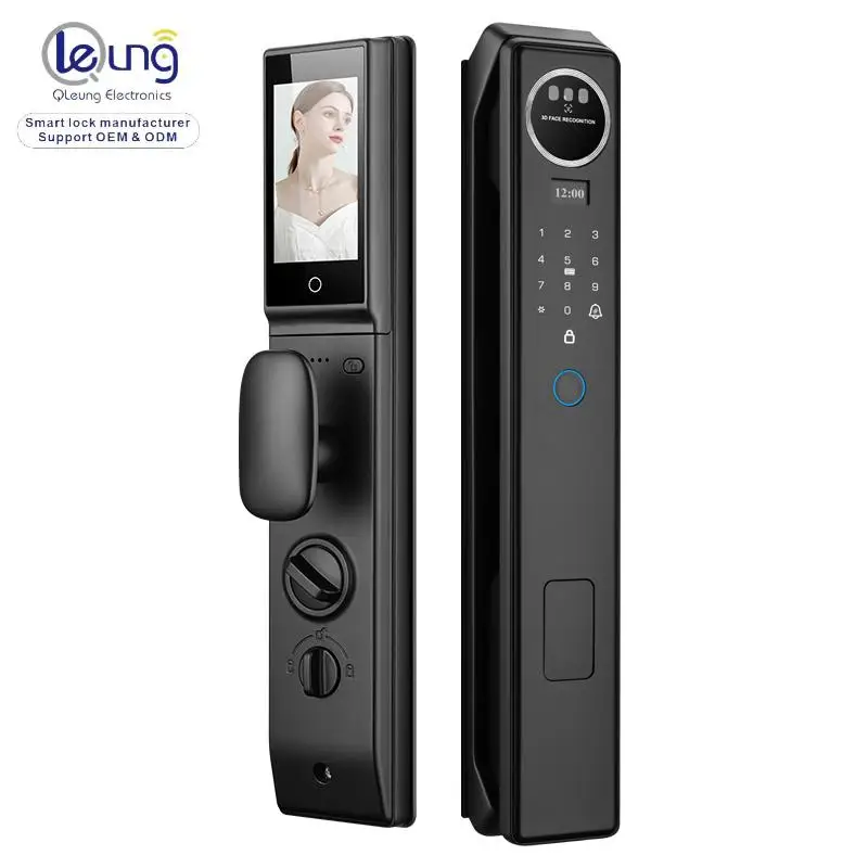 Qleung S959max Tuya App Remote Control with Face Palm Fingerprint Recognition Card Code Key Calling Unlock Ways Video Smart Lock