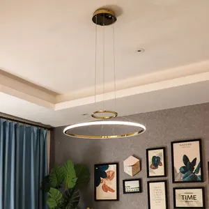 Modern Design Indoor Black Aluminum Bedroom Hanging Round Led Pendant Lights