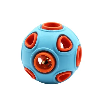 Dog Interactive Toy with Ring Bell Squeak Toys Dog Rubber Bouncy Ball Pet Exercise Game Puzzle Ball