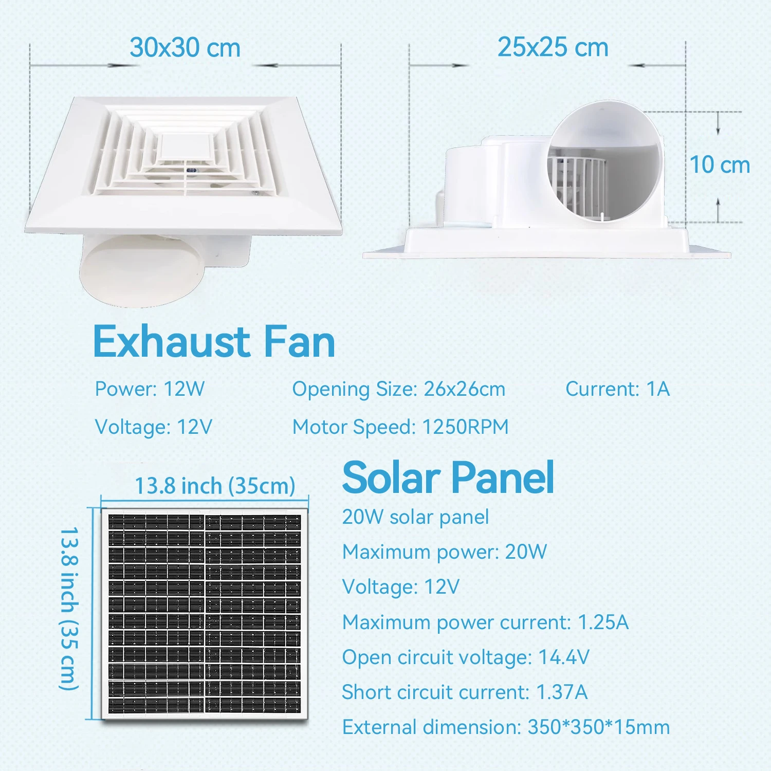 Duct Fan, Waterproof, Axial, Solar, Ceiling - detail 12