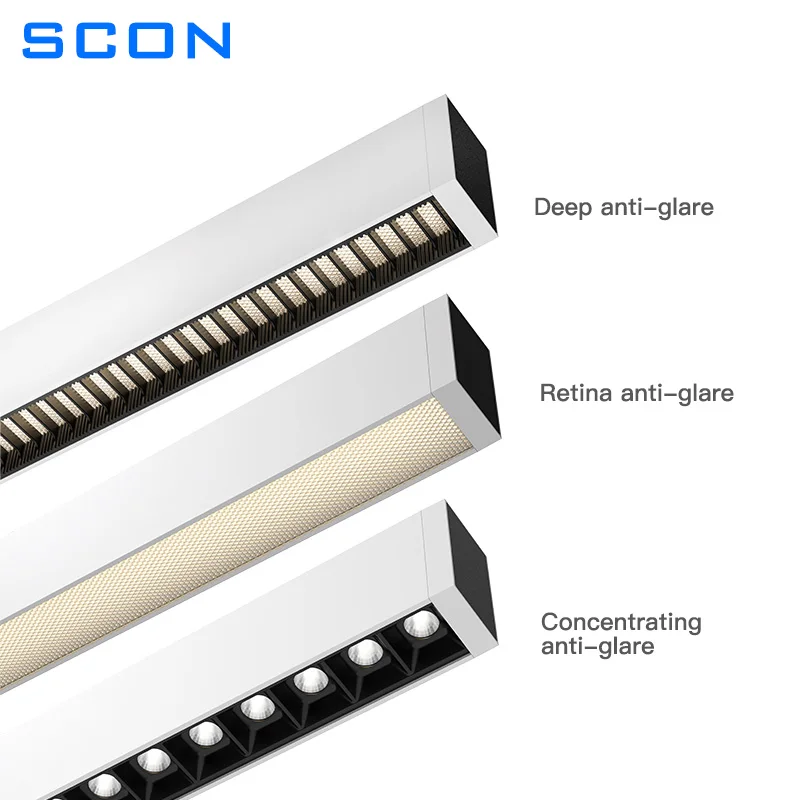 SCON Rectangular Pendant Line Light 45W Big Power Indoor Commercial Office Hanging Pendant Lamp