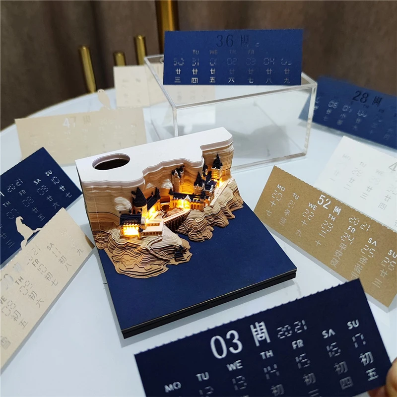 Factory Custom Harry Magic Castle Memo 3D Paper 3D Building Model Paper Holiday Gift 3D Memo