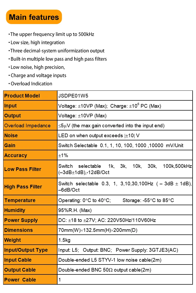 JSDPE01W5 Factory Wholesale Price Low Noise High Precision Charge Amplifier For Vibration Sensor supplier