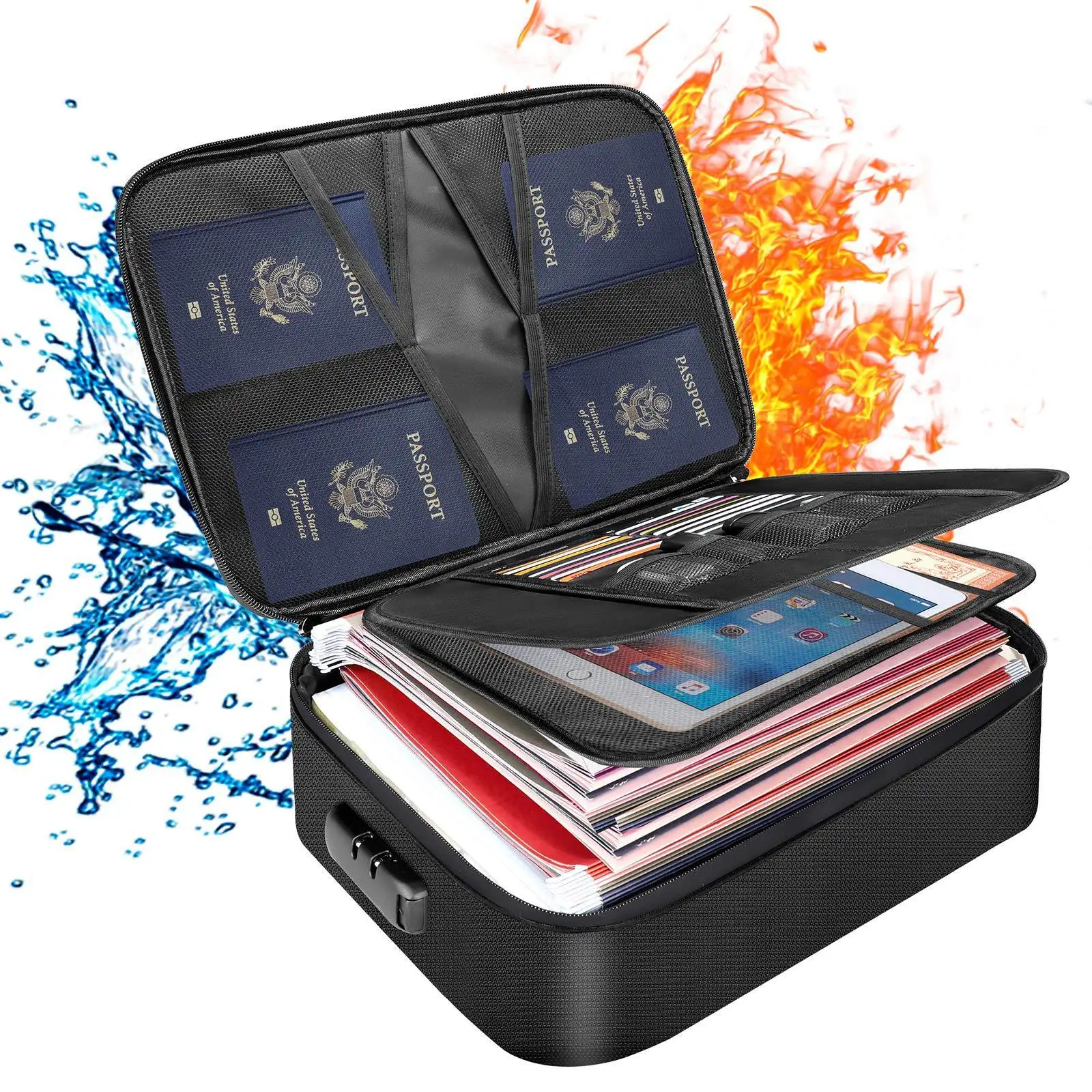 Money Bag with Zipper Fire and Water Resistant Portable Bag for ...