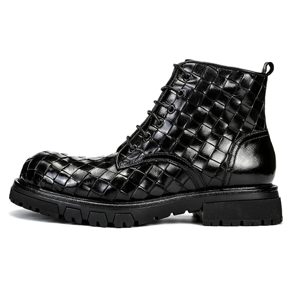 New Genuine Leather Men Boots Cow Leather Upper Durable Sole Lace up Autumn Winter Boots  Daily Leisure Outdoor Shoes For Man main image 1