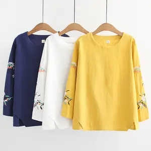 Women's Casual Drop Shoulder Crew Neck Long Sleeve Solid Color Oversized Crop Top T Shirt with Loose Pullover Sports Backing