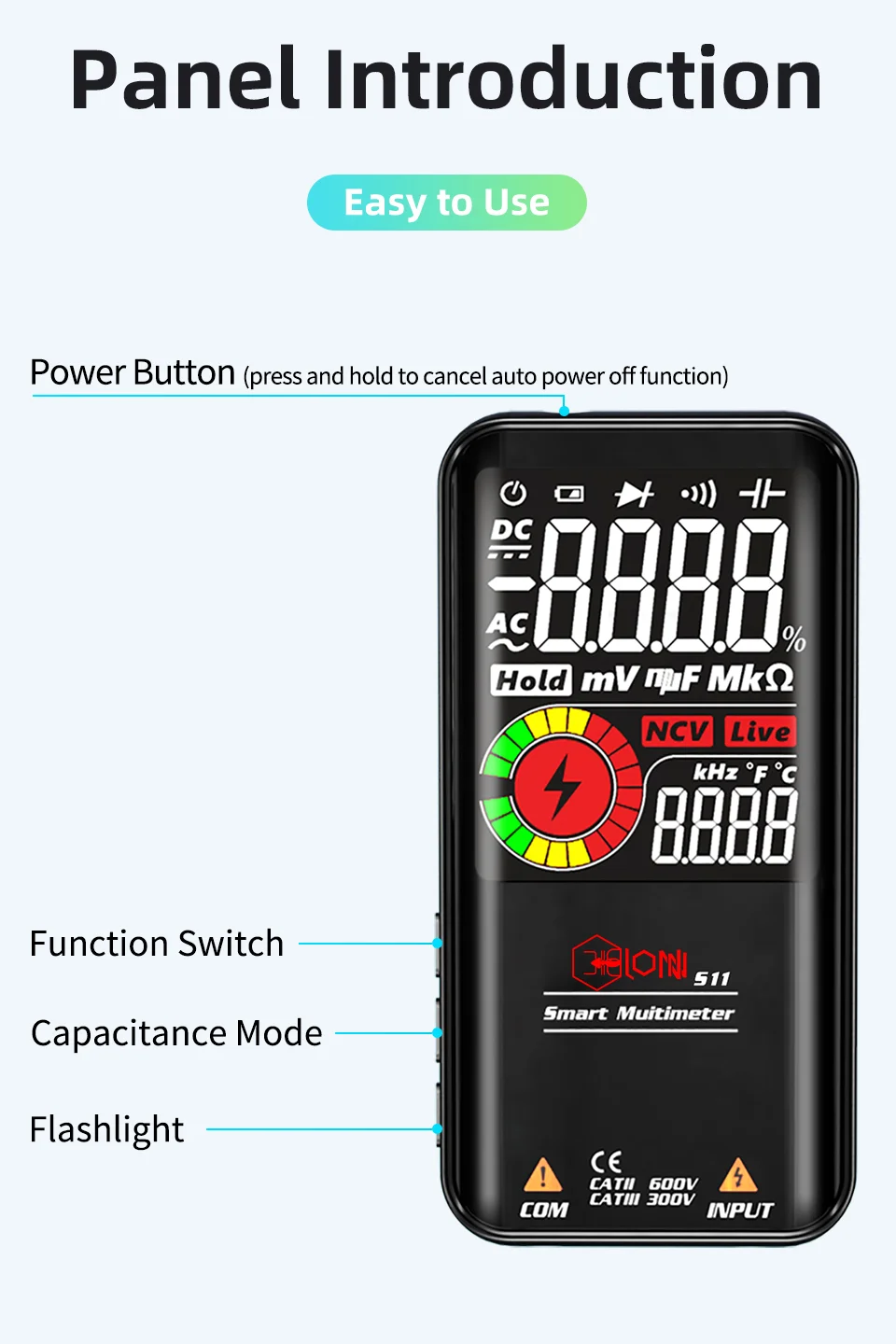 Factory supply digital voltmeter BSIDE S11 USB rechargeable 9999 Counts digital Multimeters