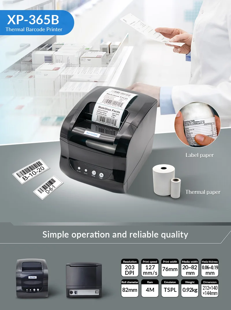 Xprinter XP-365B 80mm 3 Inch Two In One Thermal Printer With Bluetooth  Thermal Receipt And Thermal Label Printer| Alibaba.com