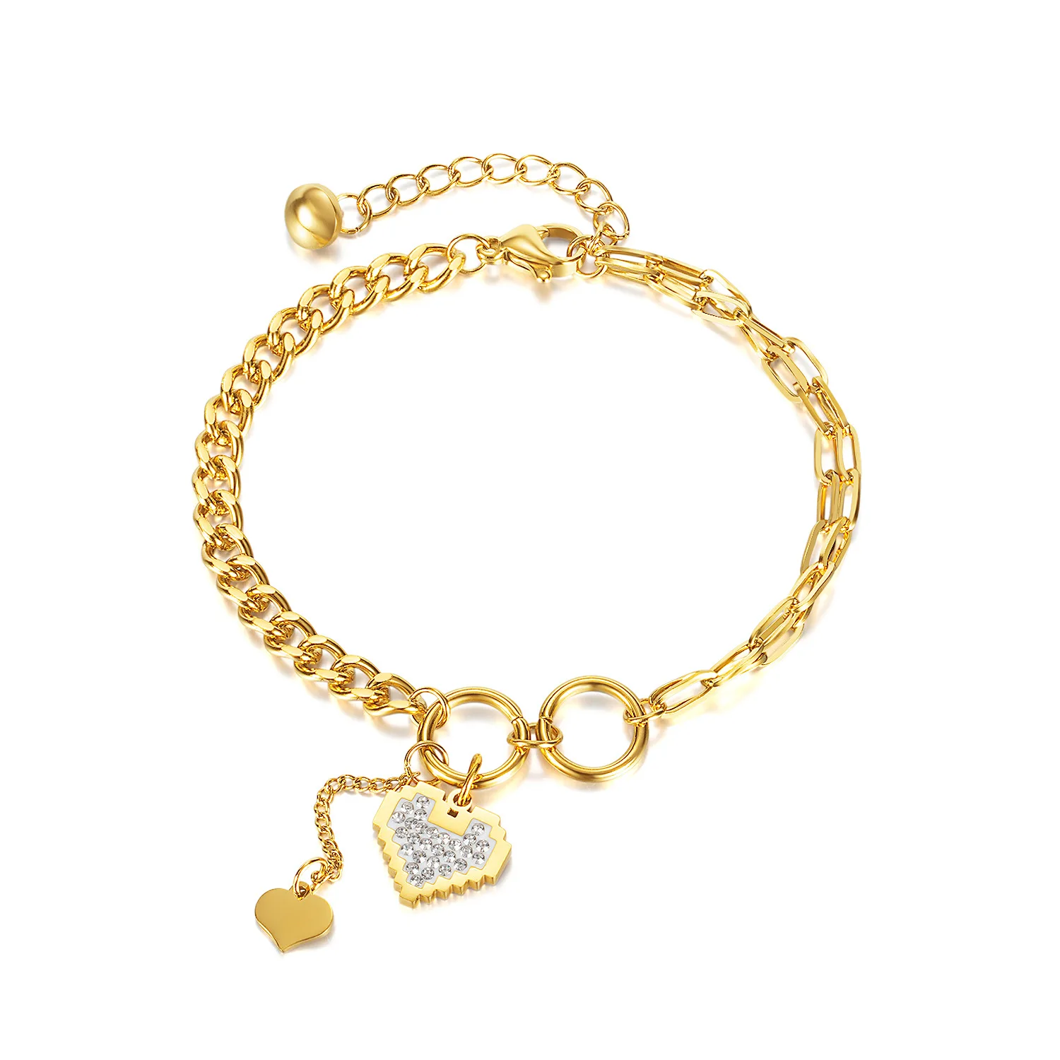 Gold Plated chain charm bracelet - engraved jewelery