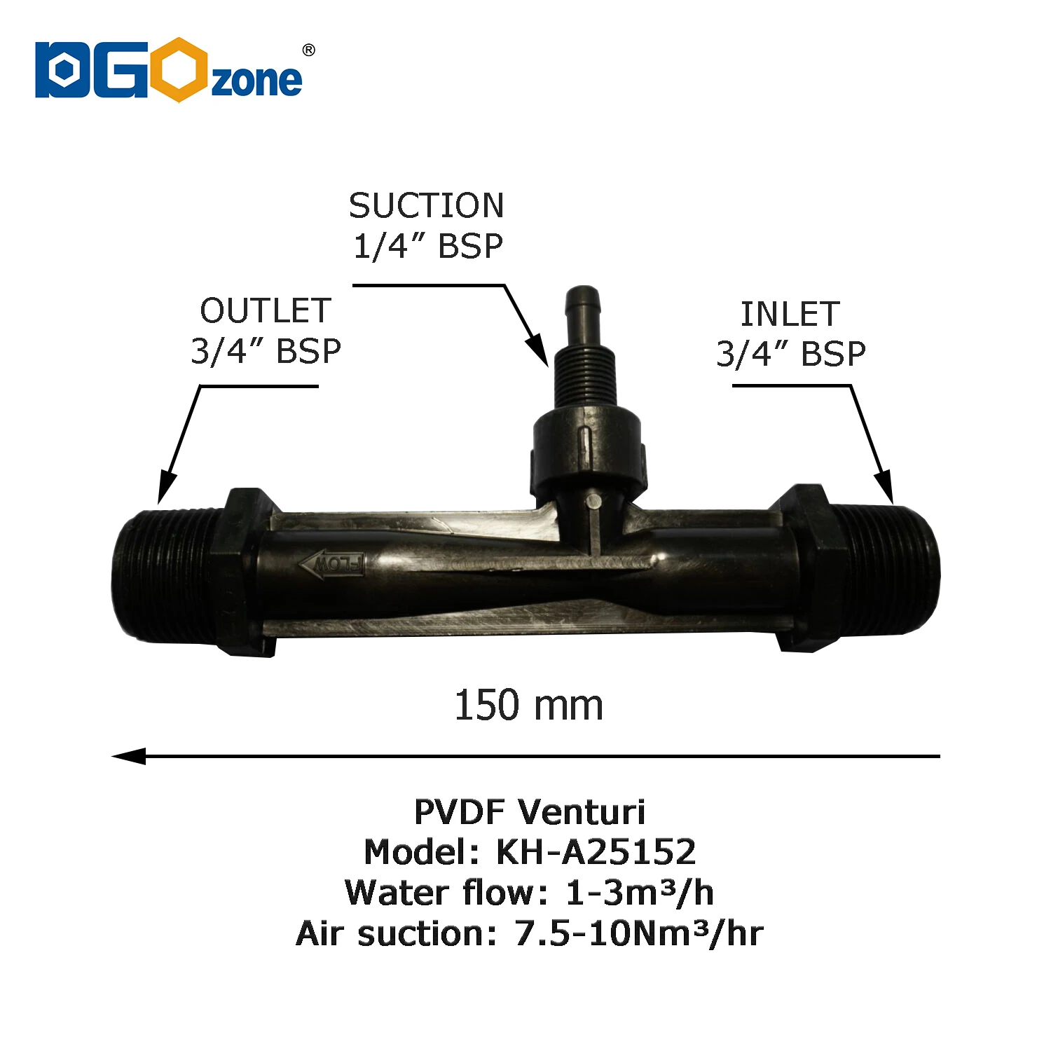 3/4 "PVDF Venturi Injektor Wasser mischer Ozon bestndigkeit Injektor  Bewsserung Venturi Dnger Ozon Proof KH-A25152 DGOzone
