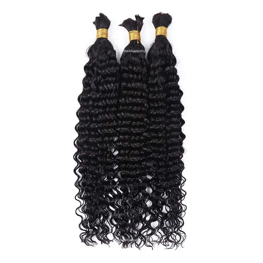 Cabelo humano brasileiro a granel para trançar cabelo remy ondulado profundo 3 peças/lote #preto #cor marrom_voghion.com