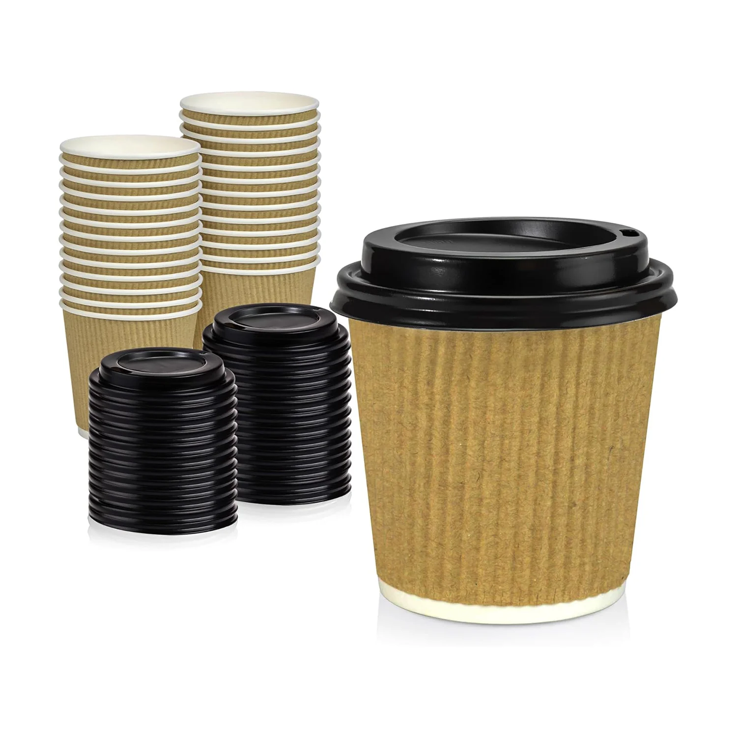 Custom logo Printing Cafe Takeaway 12oz 16oz Ripple Wall Bubble Boba Milk Tea Paper Cup Packaging with Lid
