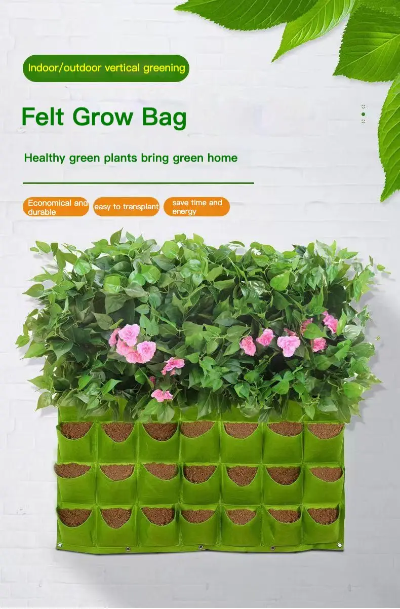 6 Pockets Green Grow Bags Planter Vertical Garden Vegetable Living