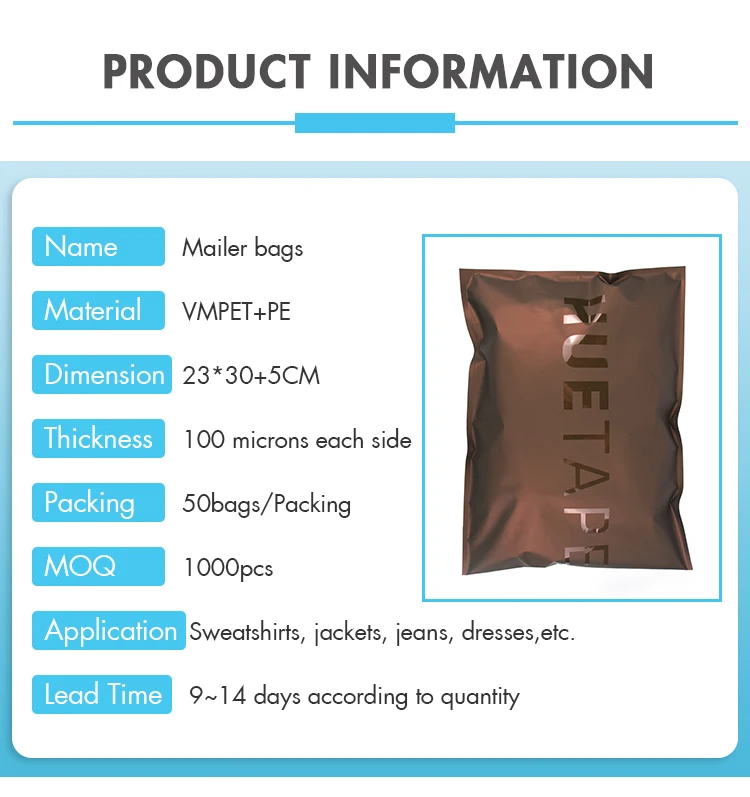 Custom Printed Poly Mailer Gold Packaging Bags Matte Glossy Uv