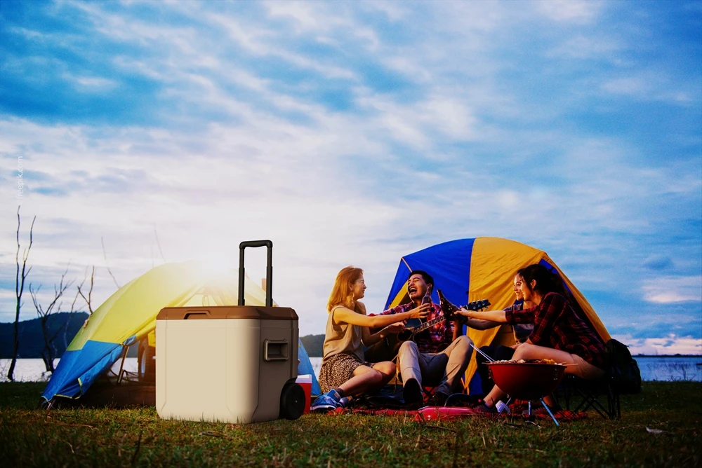 52l Large Wheeled Insulated Portable Cooler Plastic Box Ice Retention