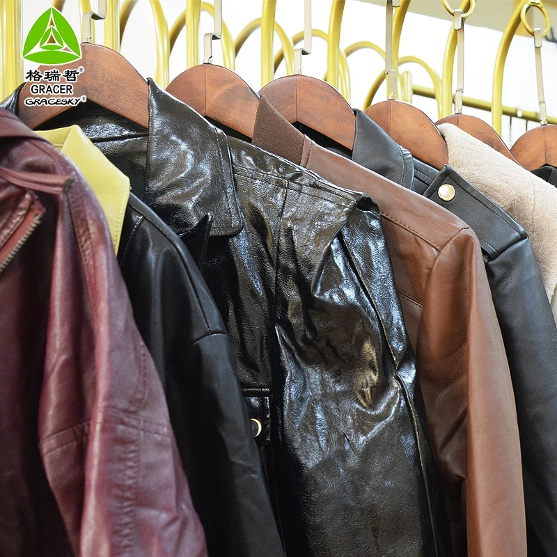 Second Hand Winter Casual Leather Jacket in 45kg MOQ Used Clothes Bales for  Everyday Wear