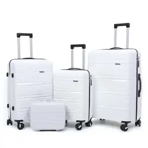 Wholesale Luxury 4-Piece PP Trolley Luggage Set with Lock and Drawbar