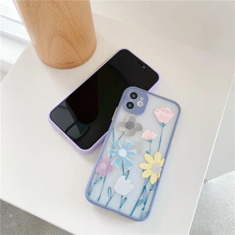 Customized  Flower Phone Case Soft Matte Coque for iPhone 11 12 13 14 15  16 Pro Max SE 2020 XSMAX XR XS 7 8 Plus XR Coque