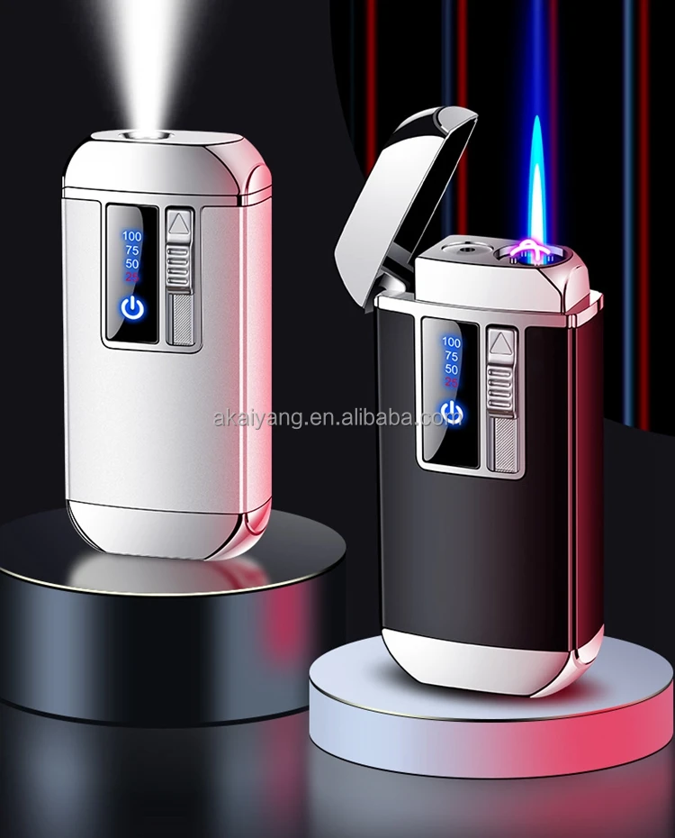 Blue Flame Refillable Gas Burner Dual Arc Lighter Custom Cigarette