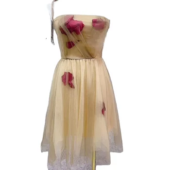 French Retro one-shoulder Suspender Dress 2022 Summer New Seaside Vacation Fairy Super Fairy mesh Short Dress