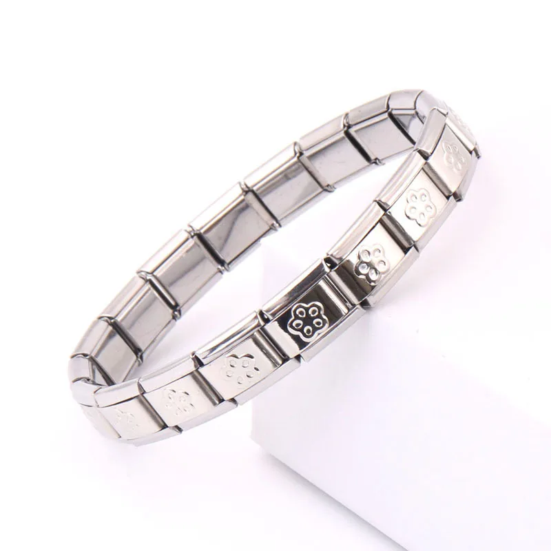 Hot selling stainless steel flower bracelet DIY Shiny Classic Stainless Steel Italian Charm Bracelet