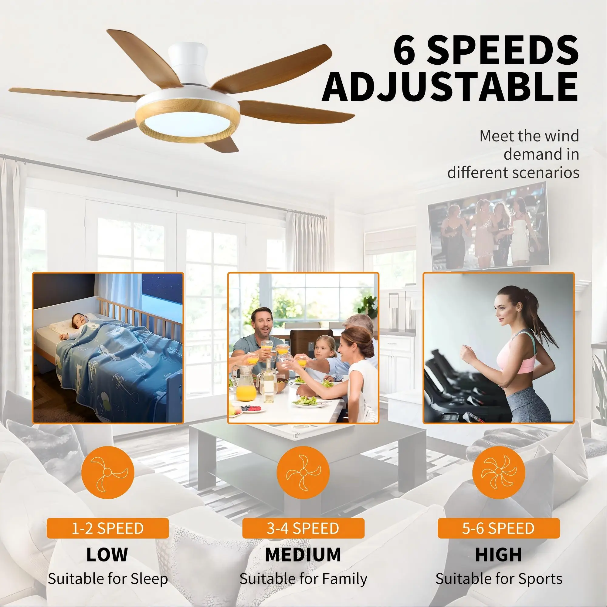 product factory direct ceiling fans with lights and remote modern ceiling fan for bedroom living room 6 speeds reversible quiet dc motor-9