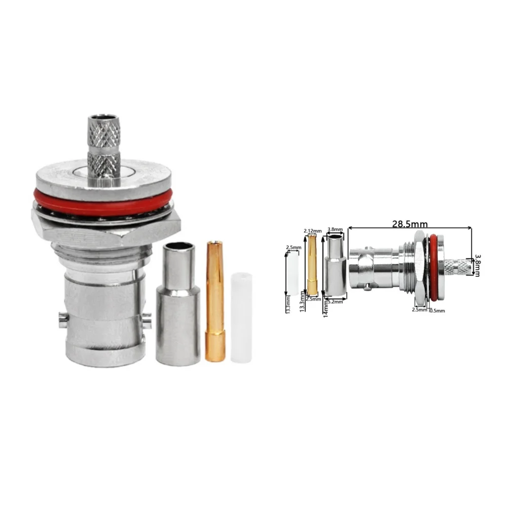 RF Coaxial BNC Female Jack Bulkhead Water Proof Crimp Connector for RG316 RG174 LMR100 Coaxial Cable