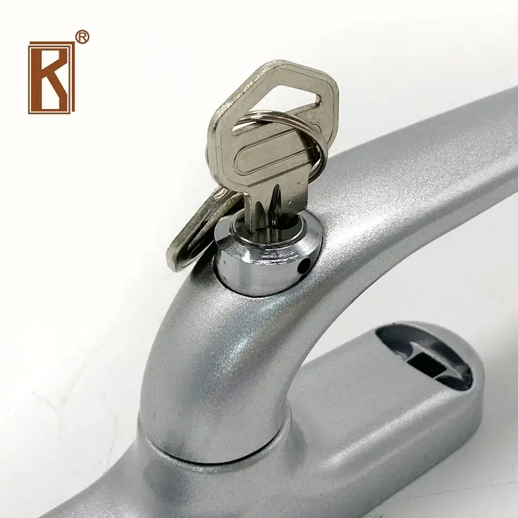 Durable Open-in Tilt and Turn Window Lockable Handle  Fork Handle with Key Cylinder Luxury Aluminum Casement Window Handle