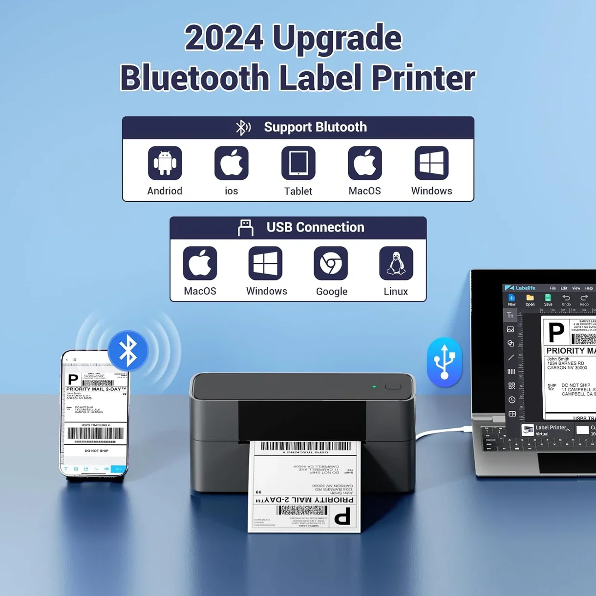 PM245BT Bluetooth Thermal Label Printer - 4