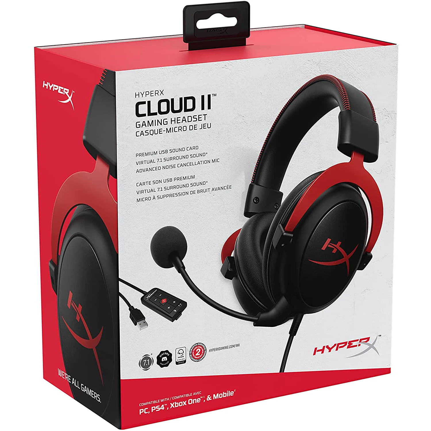 Hyper X Cloud Ii Headset Hifi 7.1 Surround Sound Gaming Headphone With