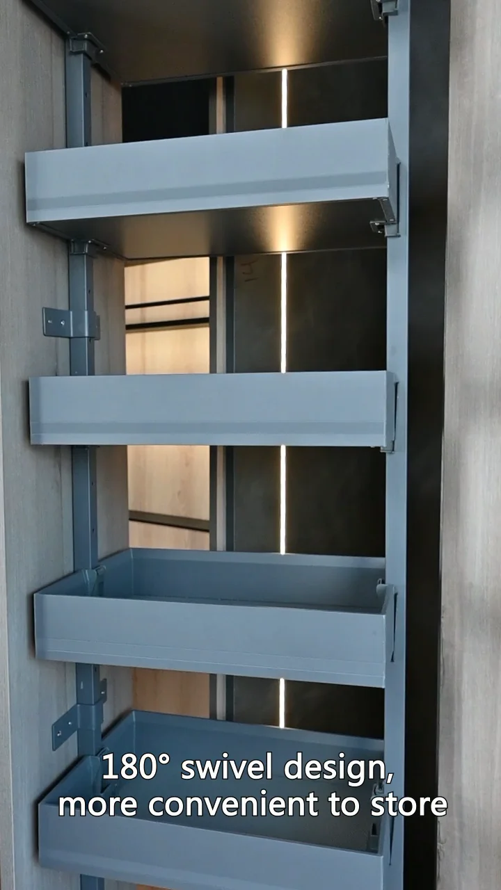 Kangyale Kitchen Rotating Tall Rack Corner Soft Closing Sliding Pantry