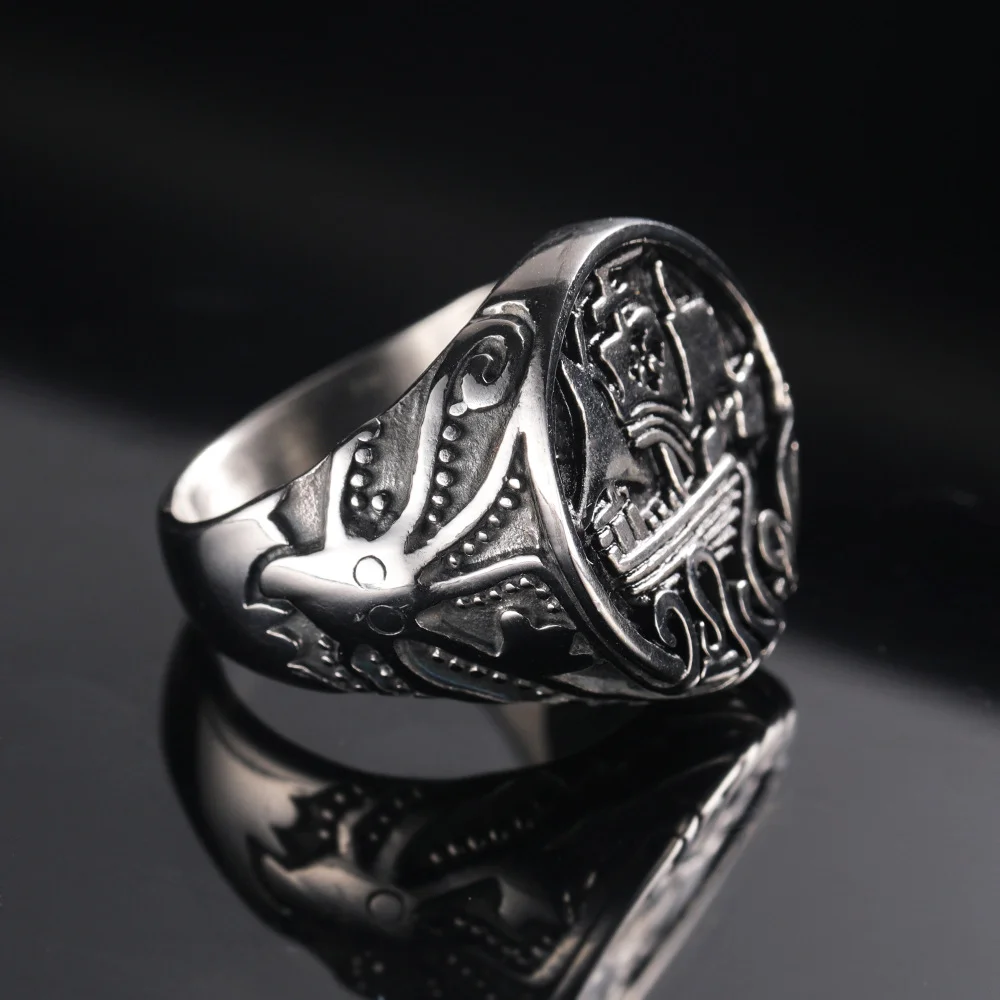 Charm 316L Stainless Steel Jewelry - Vintage Engraved Ring for Men