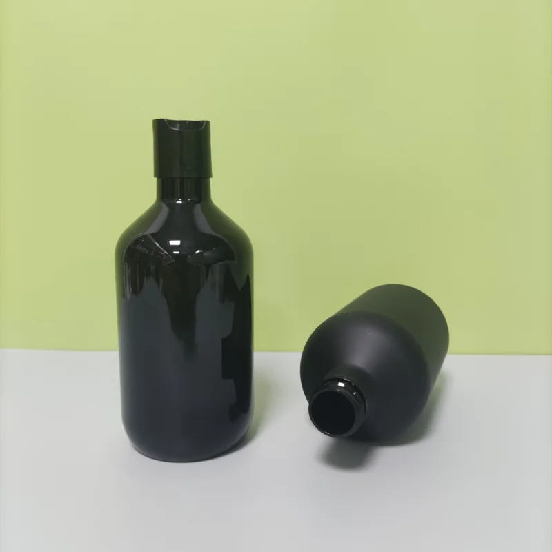 Custom Luxury Matte Black Frosted PET Plastic Emulsion Pump Bottle 500ml Shampoo Bottle Cosmetic Packaging