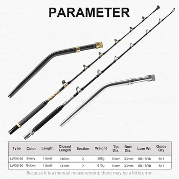 High Quality 6ft Deep Sea Fishing Rod - 80-150LB Lure Weight