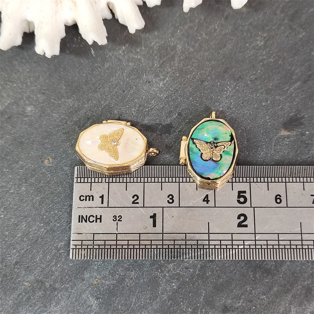 Trendy INS Butterfly Handmade Shell Photo Album Frame Box Open Pendant Abalone Mother of Pearl Locket Necklace Jewelry for Women