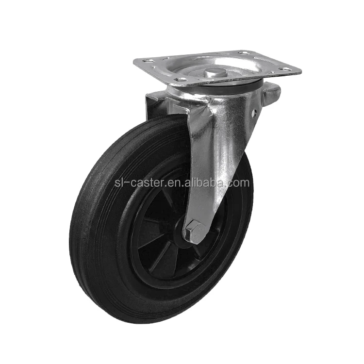 6IN Brake Type Waste Bin Castor 150mm Locking Trash Container Wheel 6" 6.4" 8" Black Solid Rubber Wheel Garbage Dust Can Caster