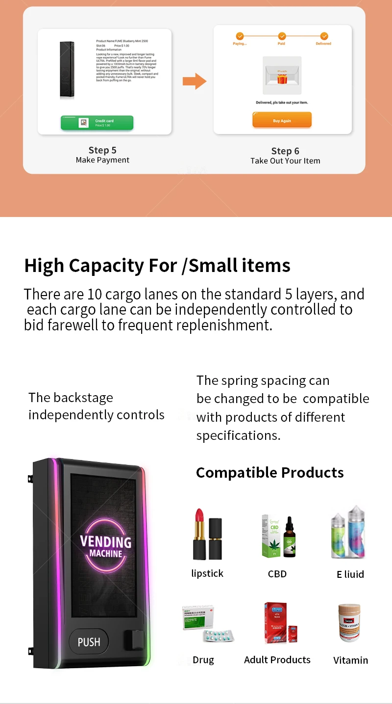 Id Card Reader Wall Mounted Vending Machine Touch Screen Age Check Id