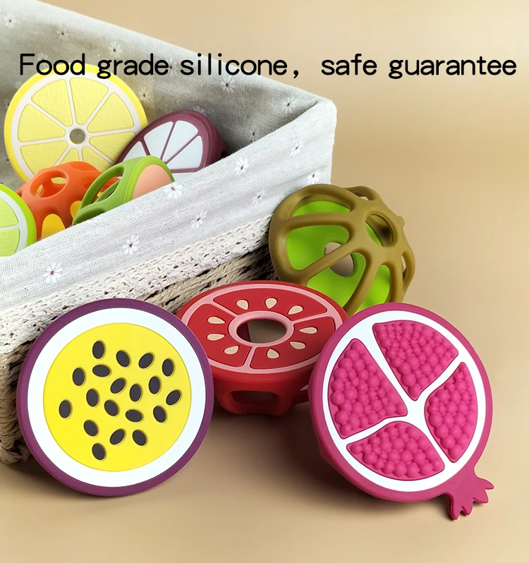 Manufacturer New Infant Teething Toys Fruit Bpa Free Sensory Silicone Baby Teether For 3 Months
