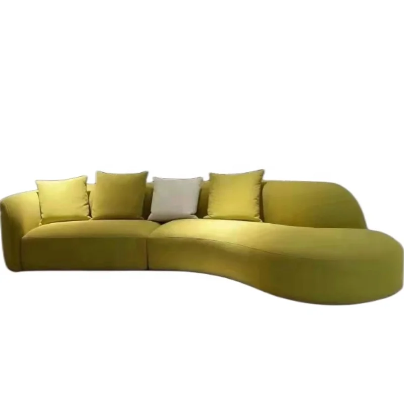 Customized Modern Fancy Curved Sofa Teddy Fabric Living Room Sectional Sofa with Chaise Lounge Couch Nordic Sofa Furniture