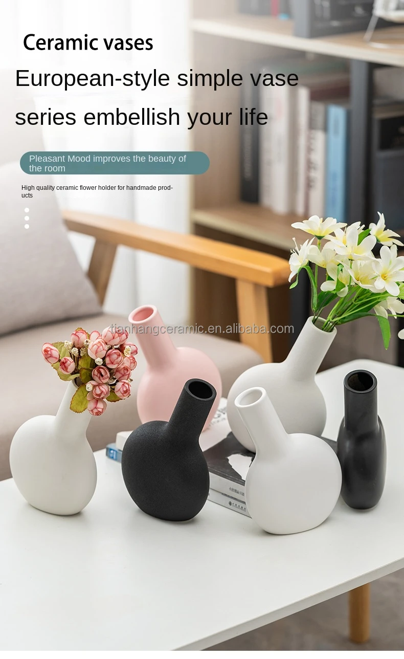 Hot Sale Decoration Wholesale Nordic Vase Ceramic White Black Unique Gift Ceramic Vase For Home Hallway Decor.jpg