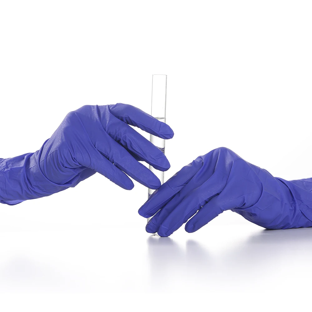 Laboratory Blue Thick Chemical Disposable Nitrile Gloves Durable