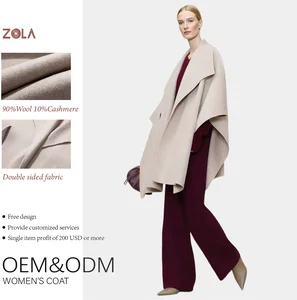 Women's Beautiful Winter Cashmere Coat New Design Short Clothes Loose Fit with Belt