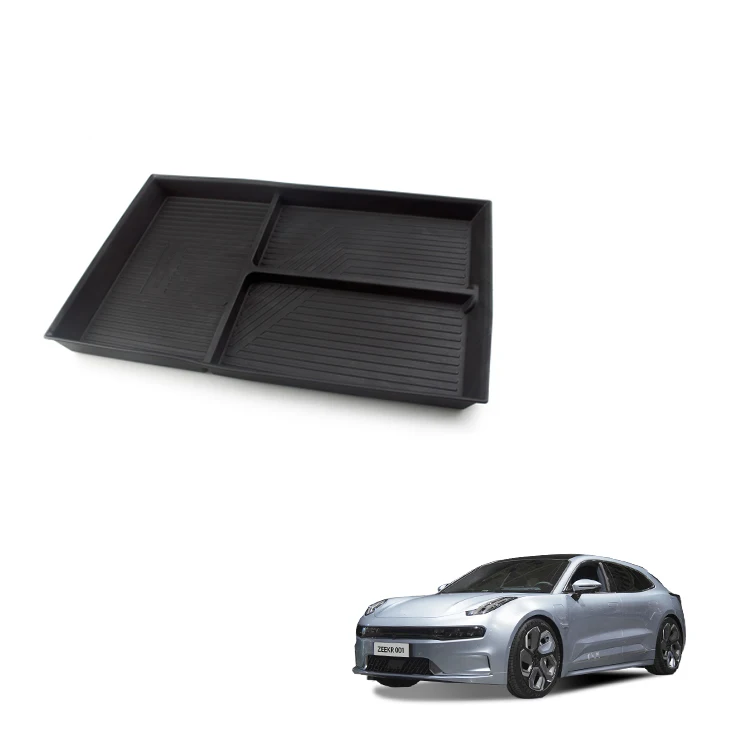 Caja de almacenamiento inferior de control central para accesorios Zeekr 001, organizador de consola central de plástico TPE para coche, accesorio interior