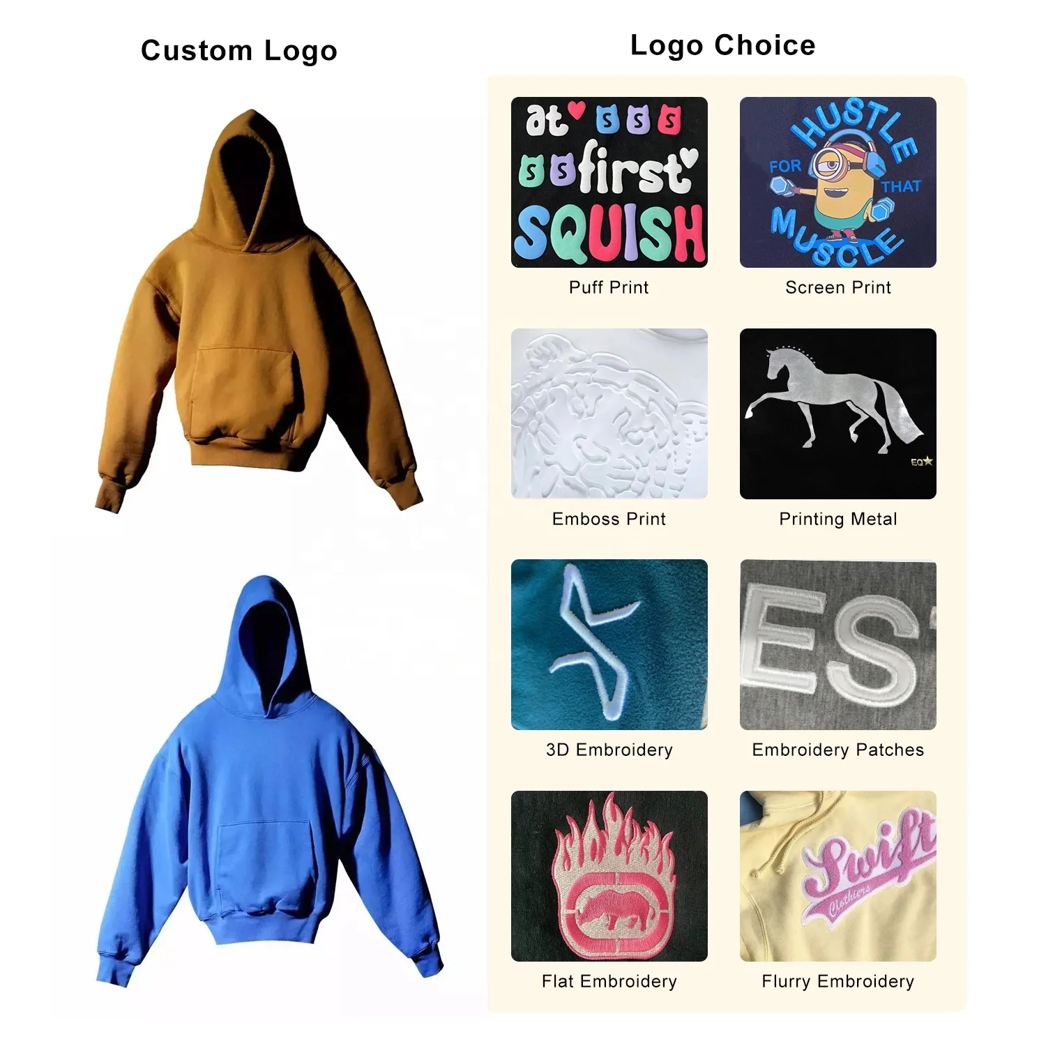 JL1206B Screen Print Hoodies Cotton Heavyweight Hoodie No String Oversize Fleece Cropped Hoodies for Men