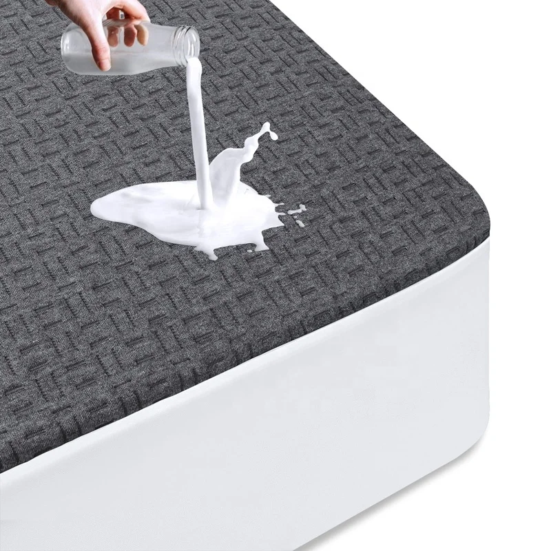 Housse de surmatelas rafraîchissante hypoallergénique en bambou jacquard aéré et étanche, housse de protection ajustée pour matelas